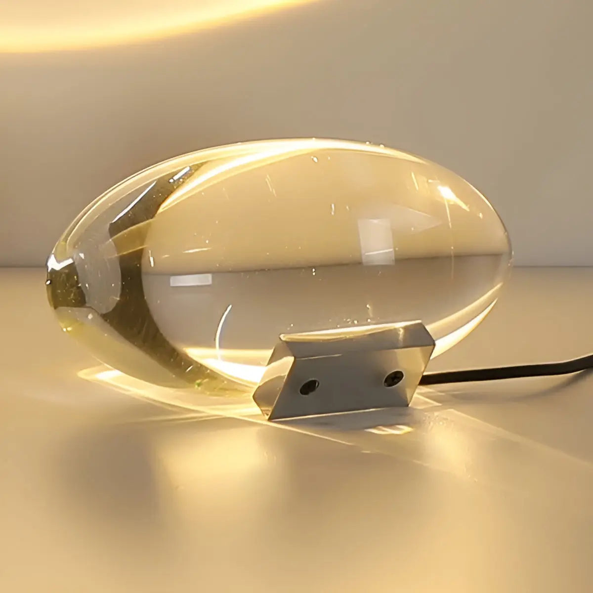Table Lamp Oval Crystal Glass Three-Color Integrated LED