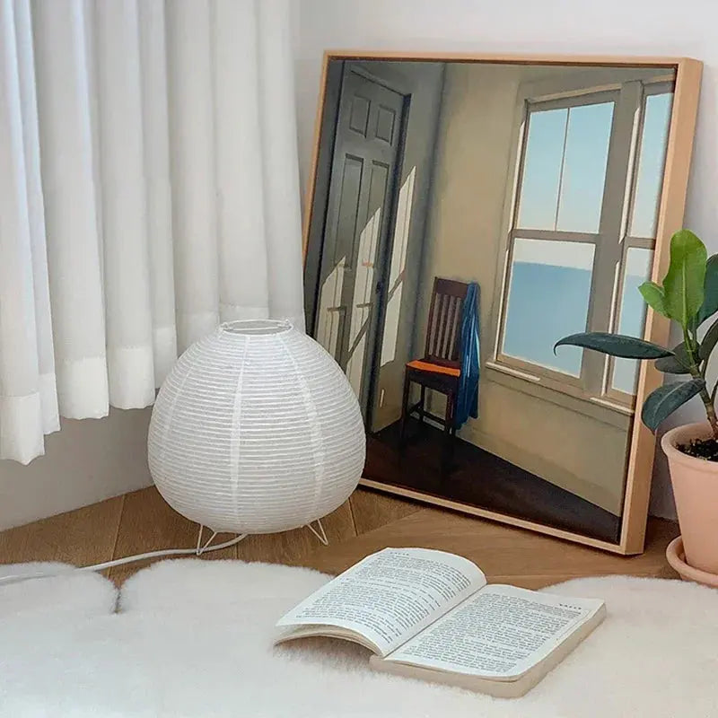 Table Lamp Rice Paper Shade Glare-Free Warm Light