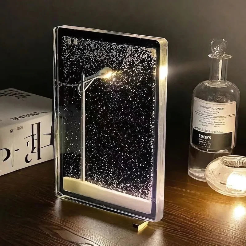 Table Lamp Snowfall Effect Warm Ambient Light