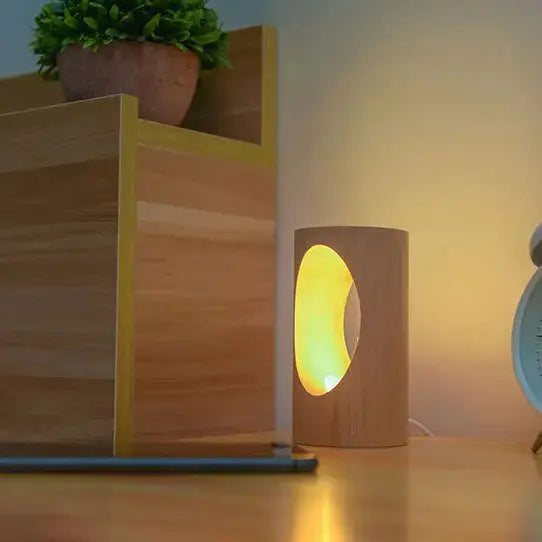 Table Lamp Solid Wood USB-Powered Glare-Free Warm Glow
