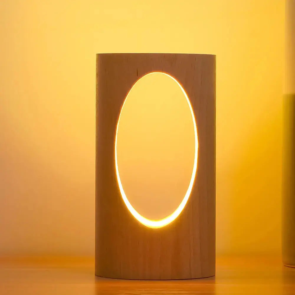 Table Lamp Solid Wood USB-Powered Glare-Free Warm Glow