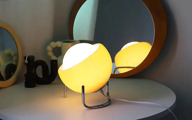 Table Lamp Tiltable Frosted Glass Chrome Stand LED Included