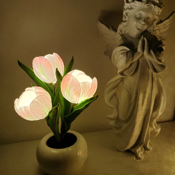 Table Lamp Tulip Blossoms Warm LED USB-Powered