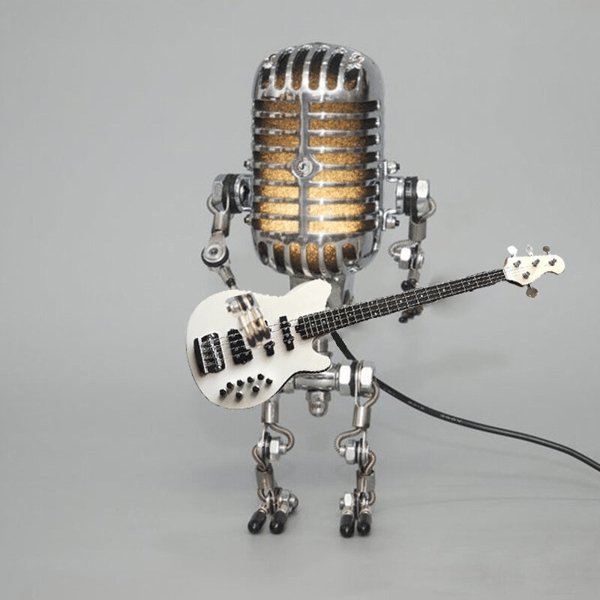 Table Lamp Vintage Microphone & Guitar Adjustable LED