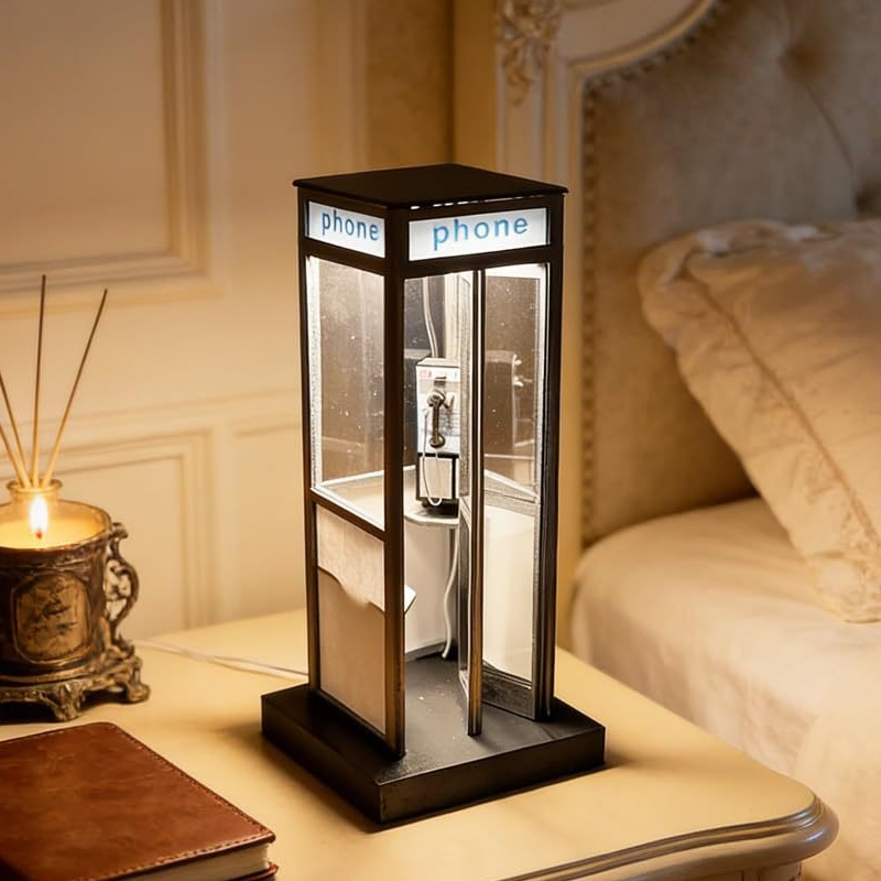 Table Lamp Vintage Telephone Booth Warm White Plug-In