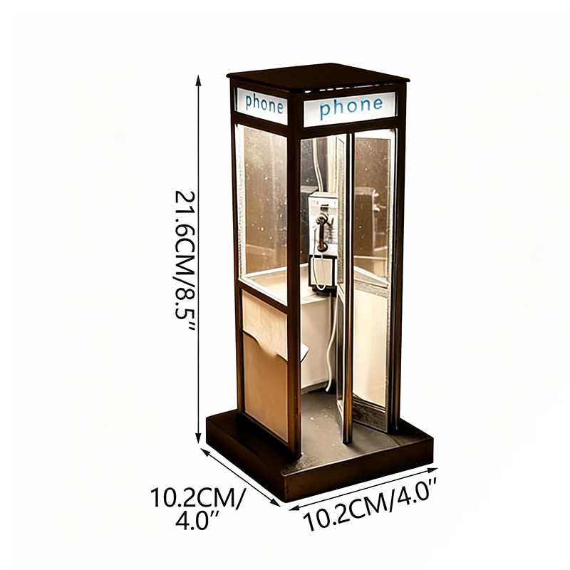 Table Lamp Vintage Telephone Booth Warm White Plug-In