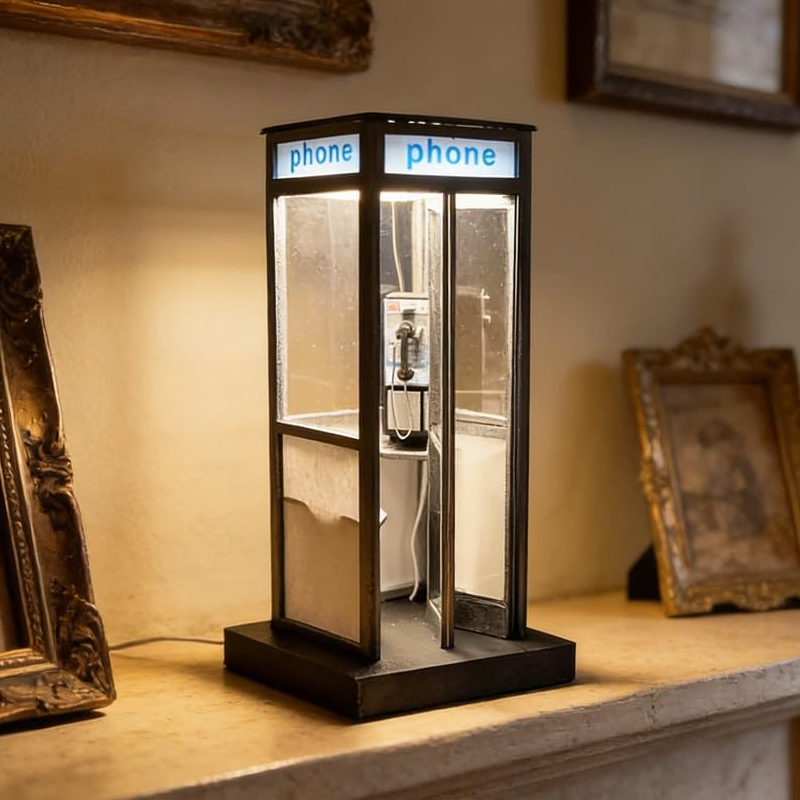 Table Lamp Vintage Telephone Booth Warm White Plug-In