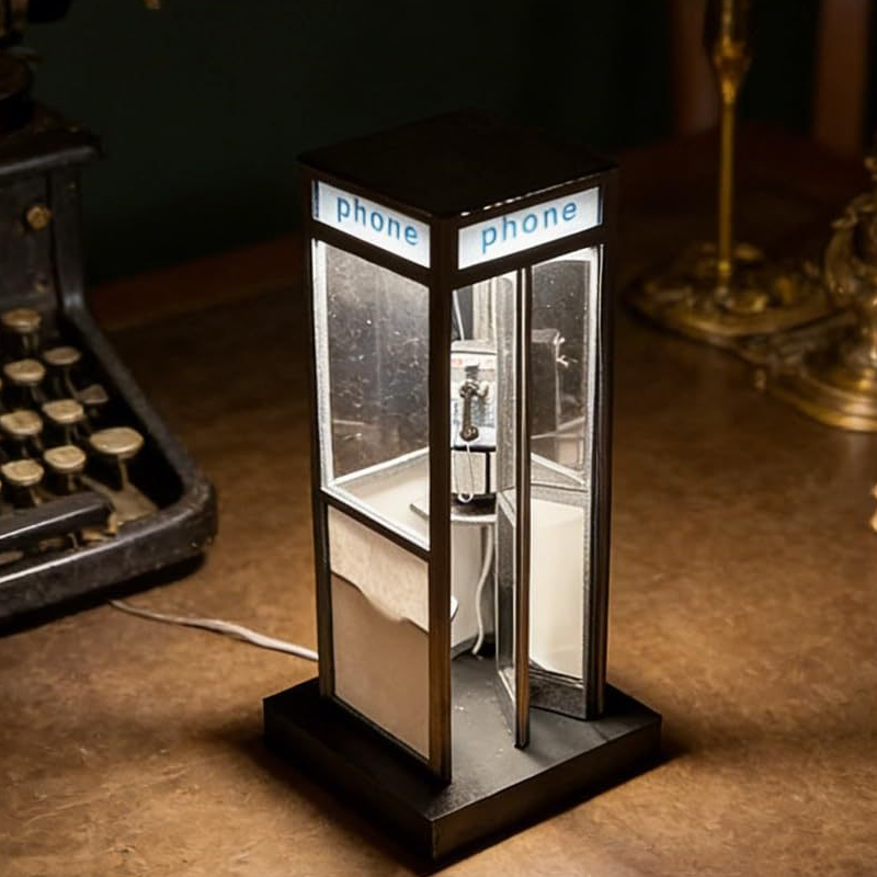 Table Lamp Vintage Telephone Booth Warm White Plug-In