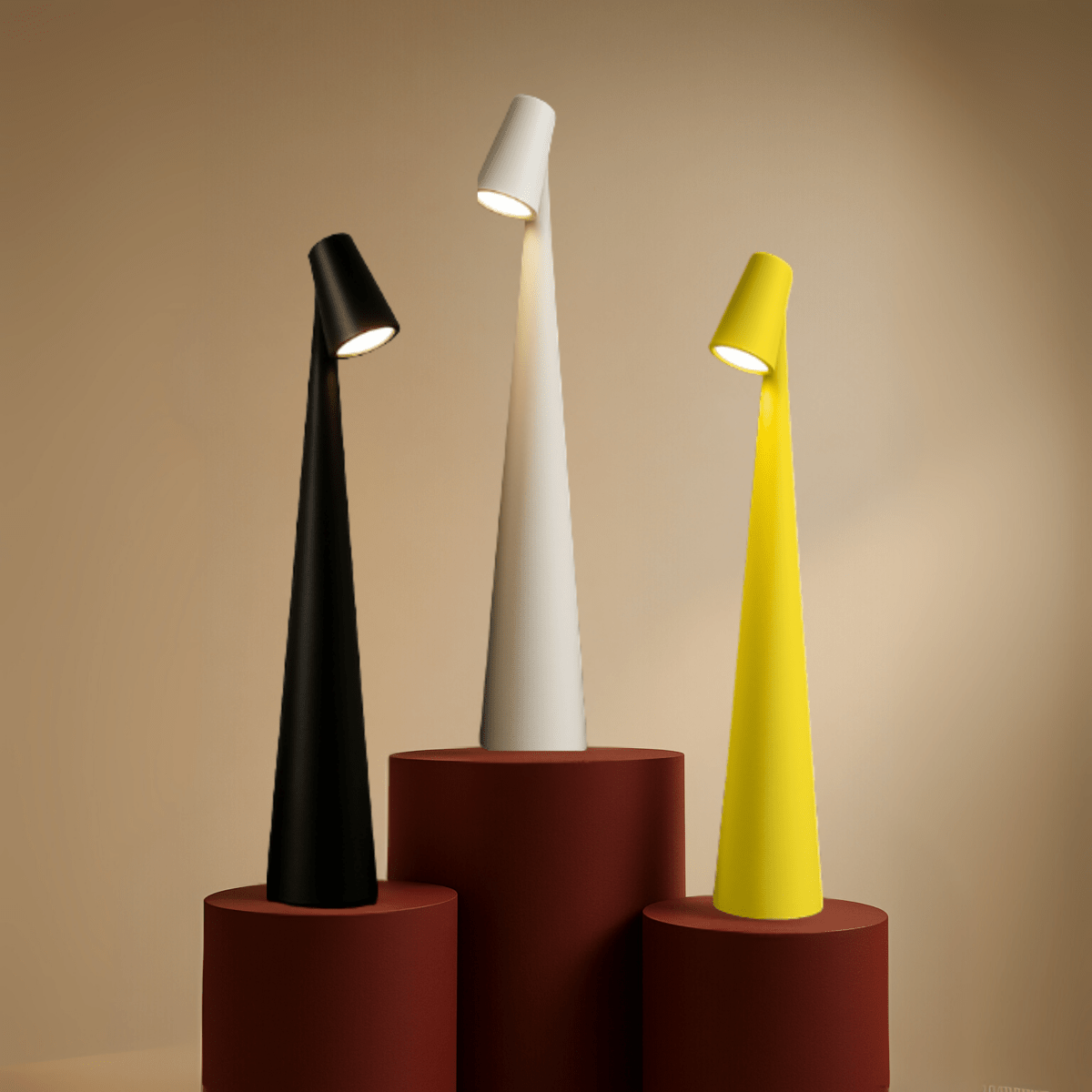Table Lamp Wireless Rechargeable Dimmable LED Metal Housing