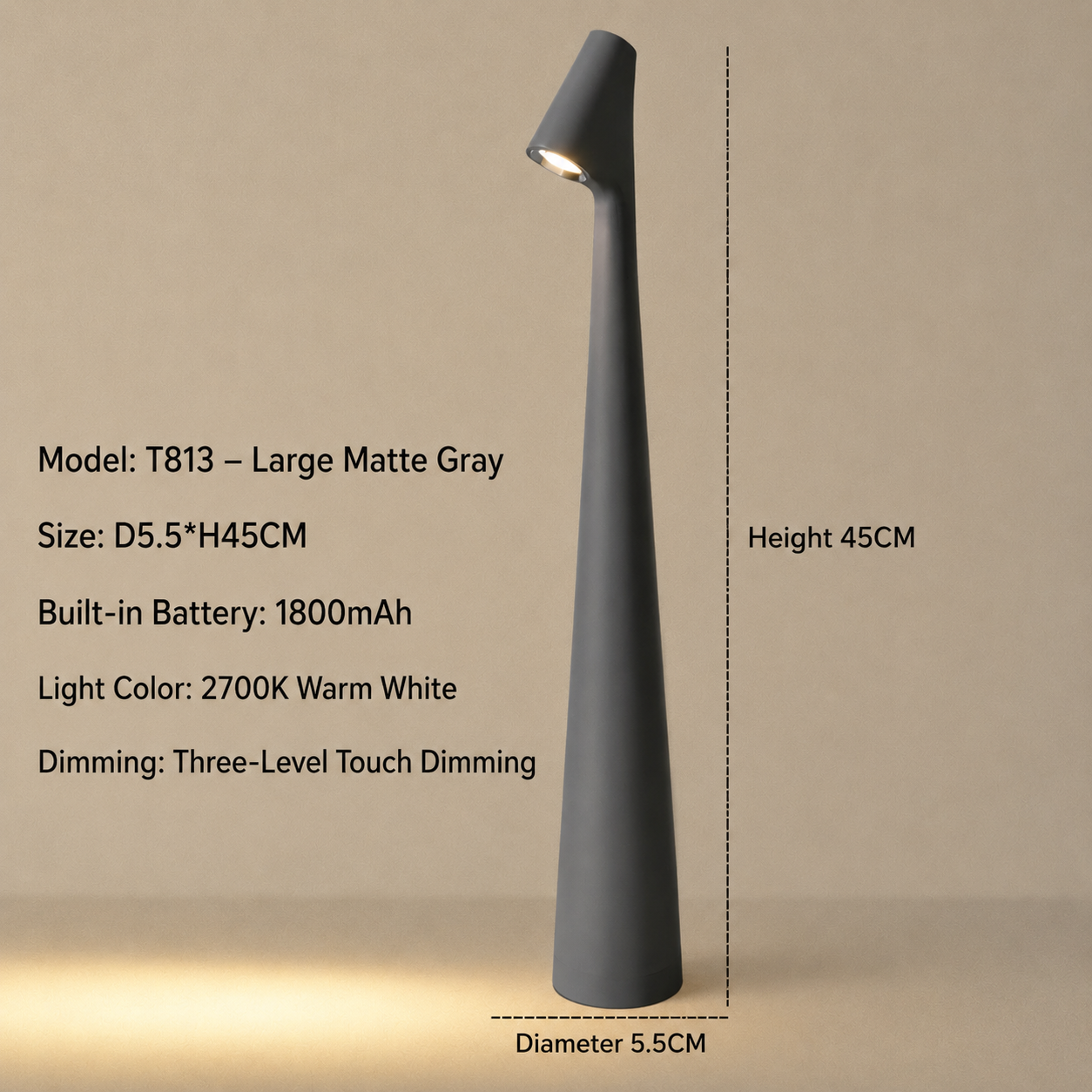 Table Lamp Wireless Rechargeable LED Touch Dimming