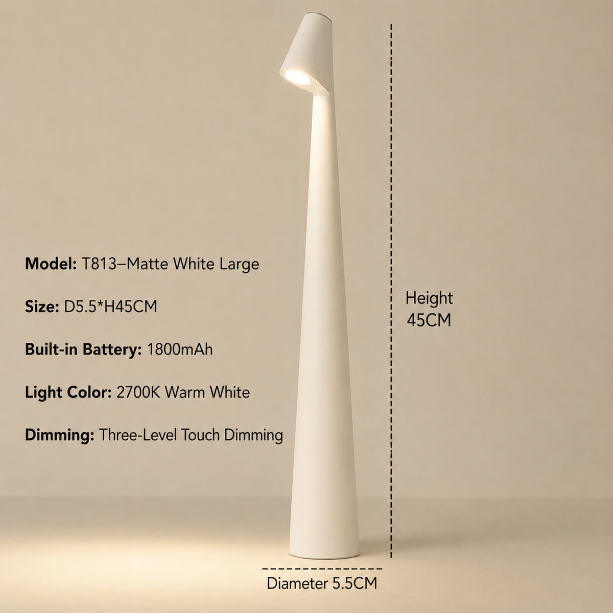 Table Lamp Wireless Rechargeable LED Touch Dimming