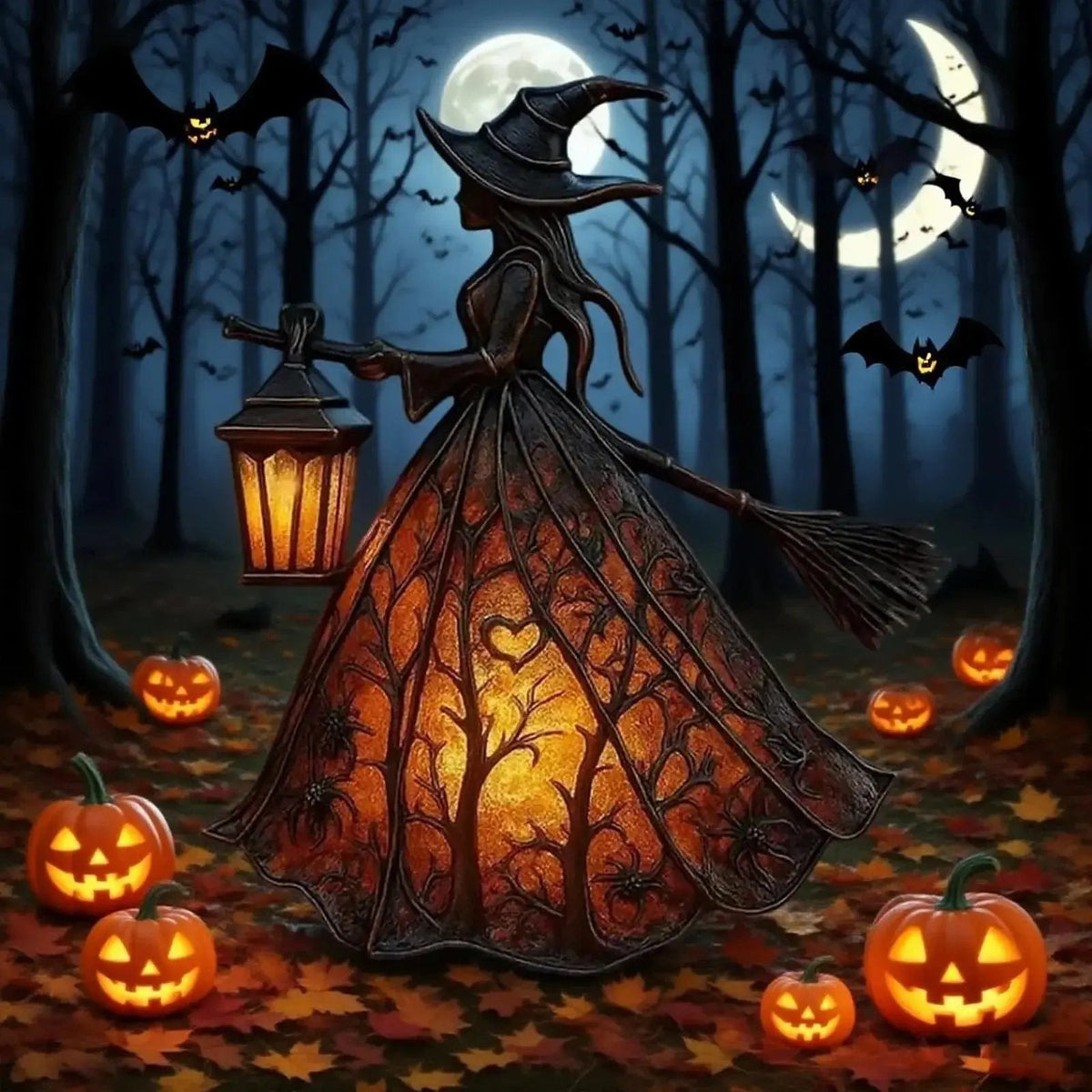 Table Lamp Witch Battery-Operated Soft LED Resin