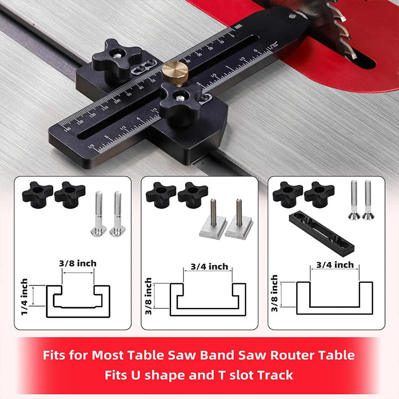 Table Saw Thin-Cut Guide Brass Fine-Adjustment & Laser Scale