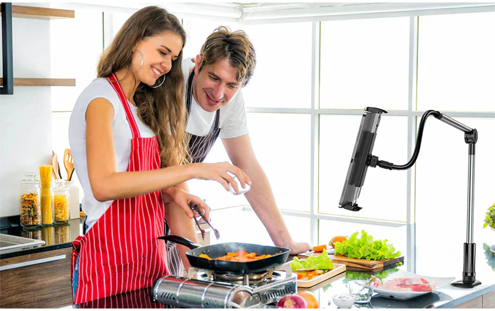 Tablet & Phone Stand Gooseneck 360° Rotation Tool-Free Clamp