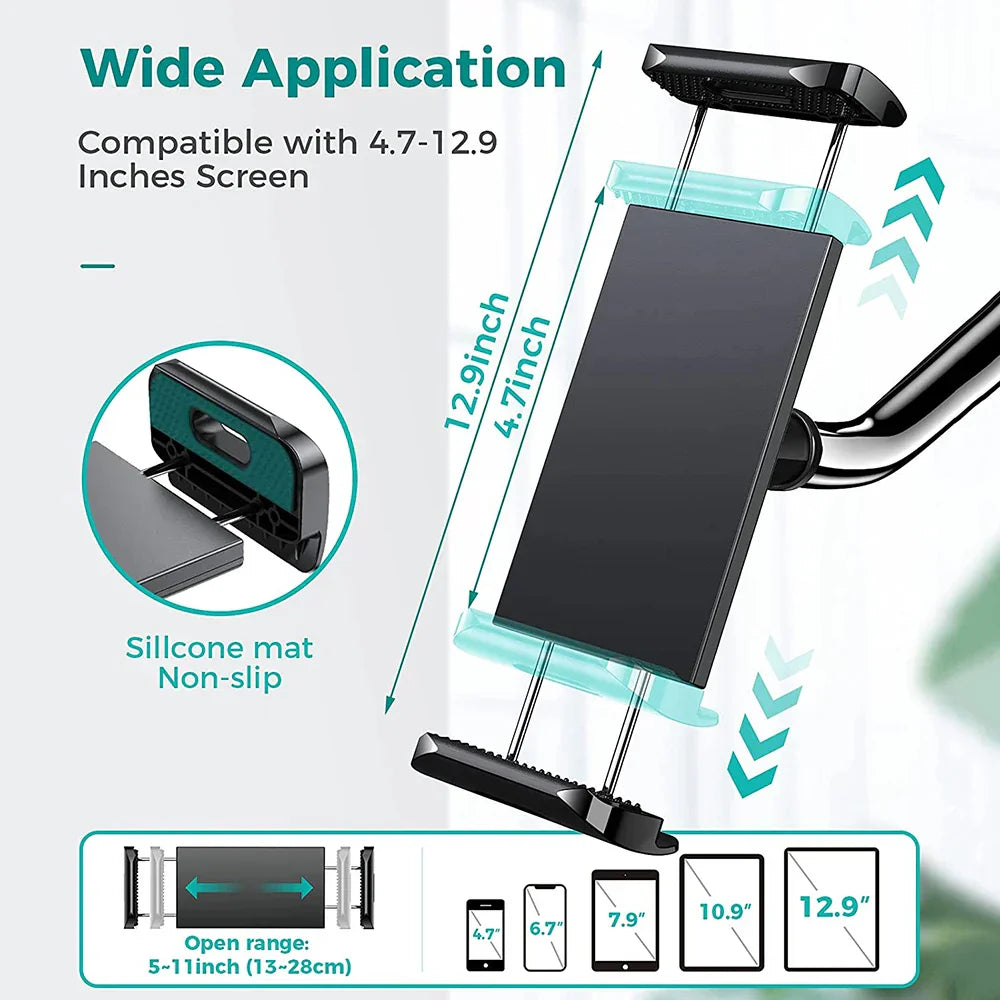 Tablet & Phone Stand Gooseneck 360° Rotation Tool-Free Clamp