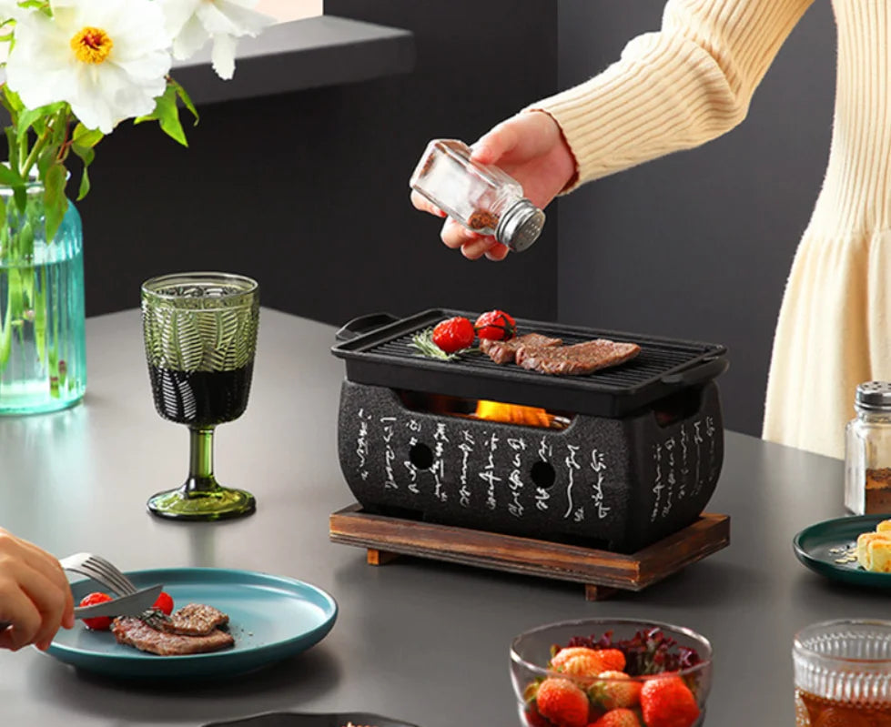 Tabletop Charcoal Grill Portable Heat-Resistant Steel