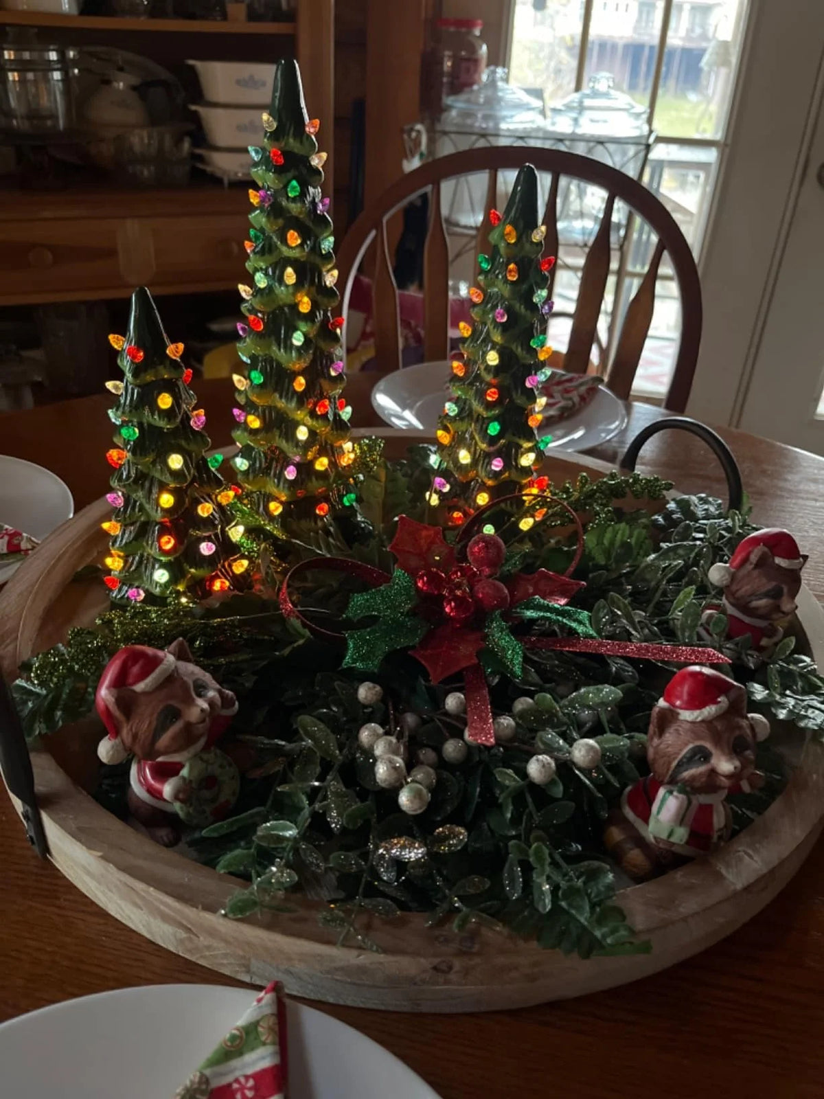 Tabletop Christmas Tree Hand-Painted Warm LED Set of 3