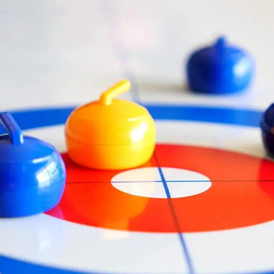 Tabletop Curling Game Magnetic Pushers & Eight Stones