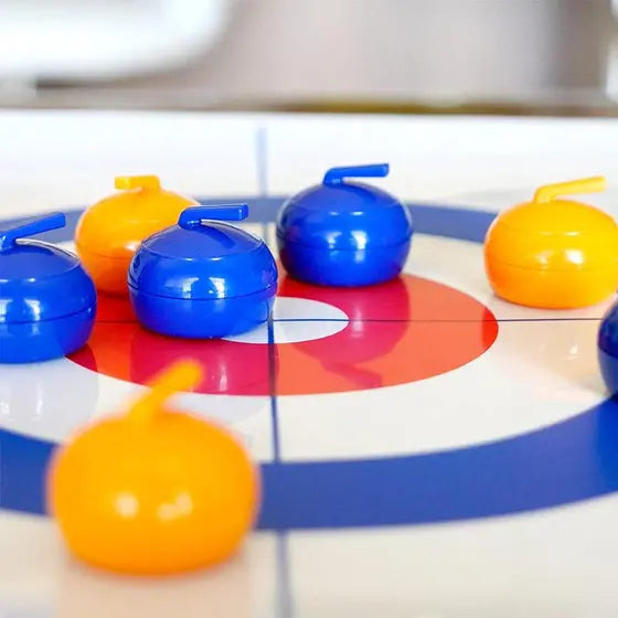 Tabletop Curling Game Magnetic Stones & Sticks Vinyl Surface