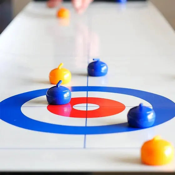 Tabletop Curling Game Magnetic Stones & Sticks Vinyl Surface