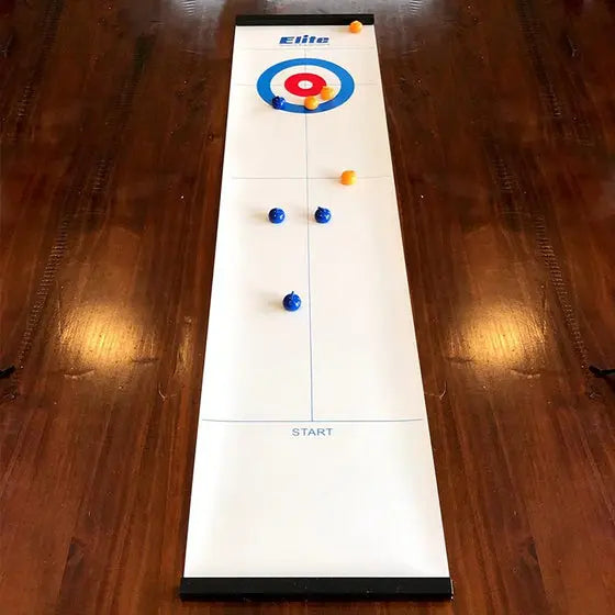 Tabletop Curling Game Magnetic Stones & Sticks Vinyl Surface