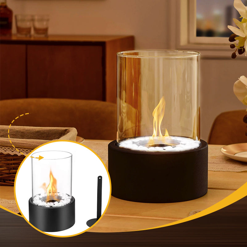 Tabletop Fireplace Ethanol Burner Glass Cylinder Indoor Outdoor