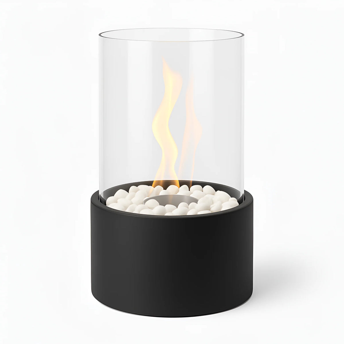 Tabletop Fireplace Removable Glass Cylinder & Metal Base