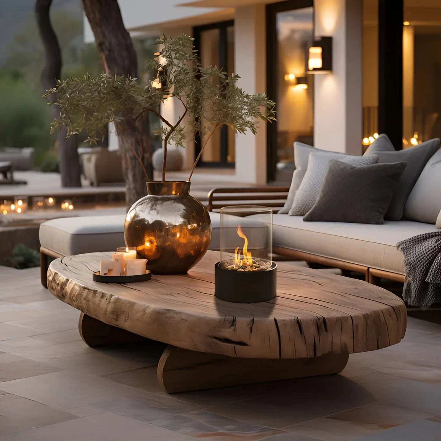 Tabletop Fireplace Removable Glass Cylinder & Metal Base