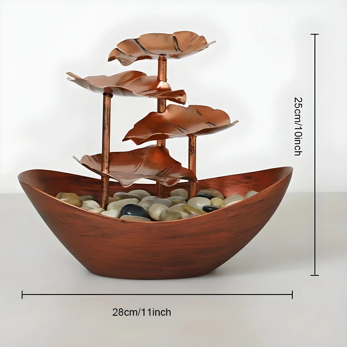 Tabletop Fountain Multi-Level Metal Leaf Integrated LED