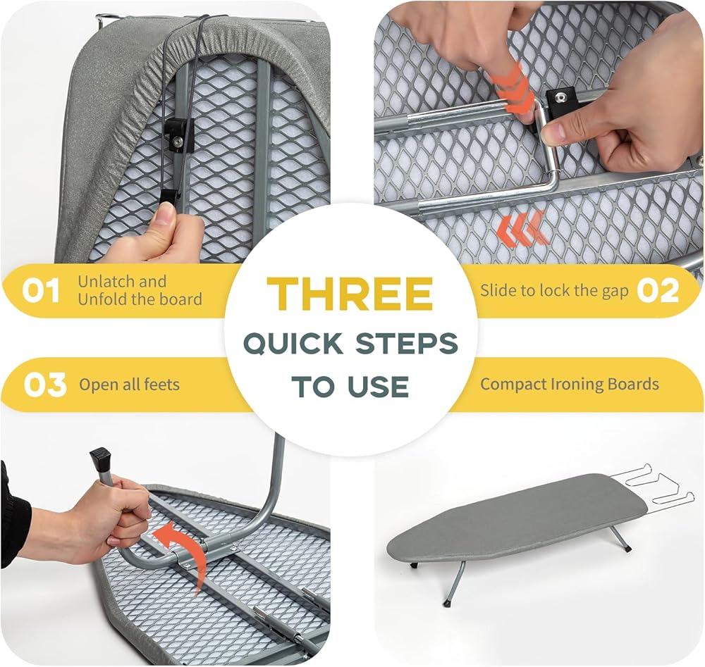 Tabletop Ironing Board Foldable Space-Saving Padded Cover & Iron Rest