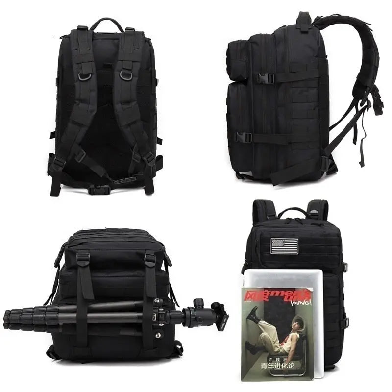 Tactical Backpack 50L Water-Repellent Nylon Laptop Compartment