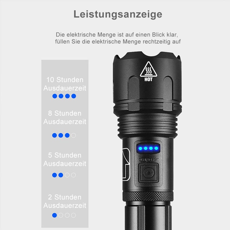 Tactical Flashlight 12,000 Lumens USB Rechargeable IPX8
