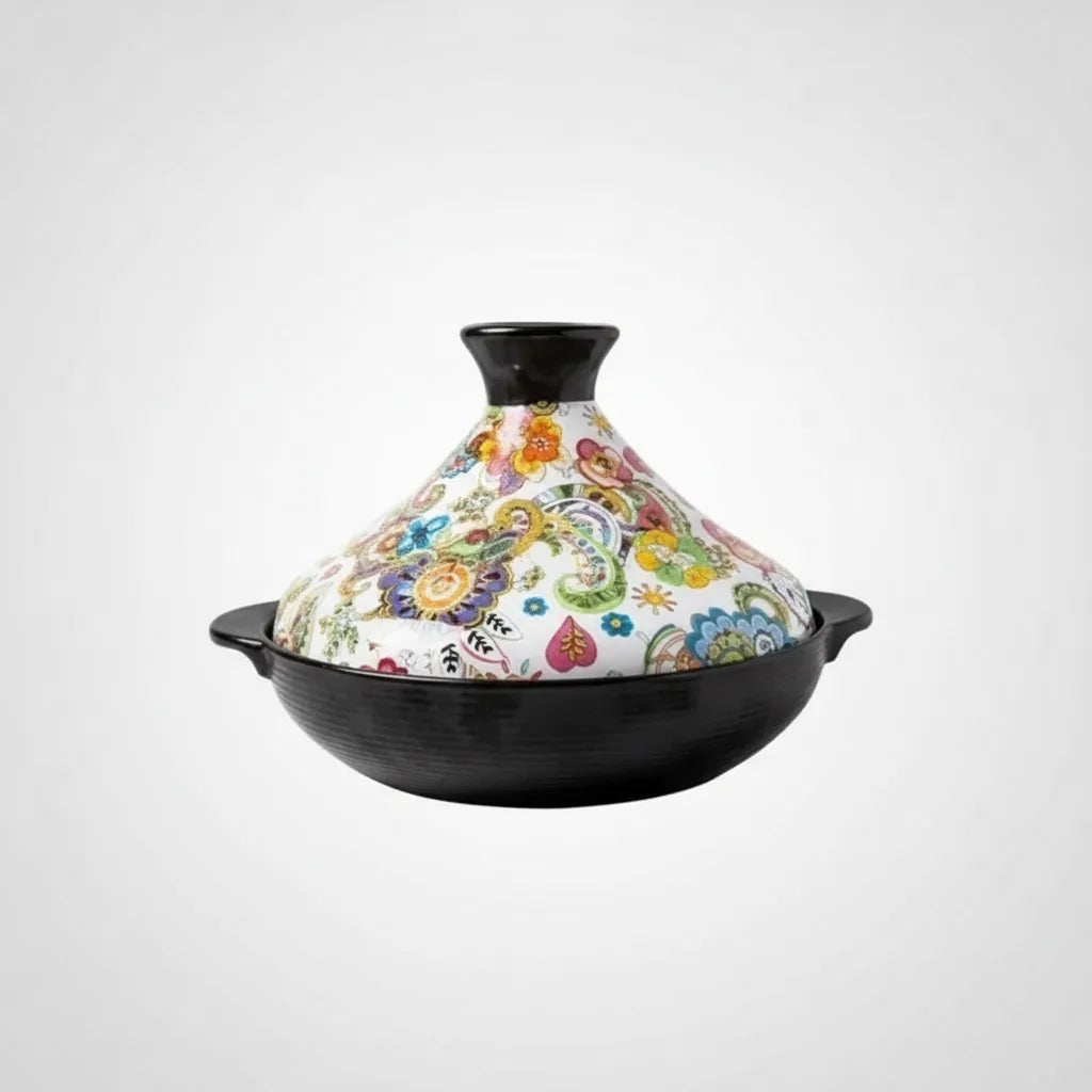 Tagine Pot Ceramic Hand-Painted Floral 2L Gas Stove Safe