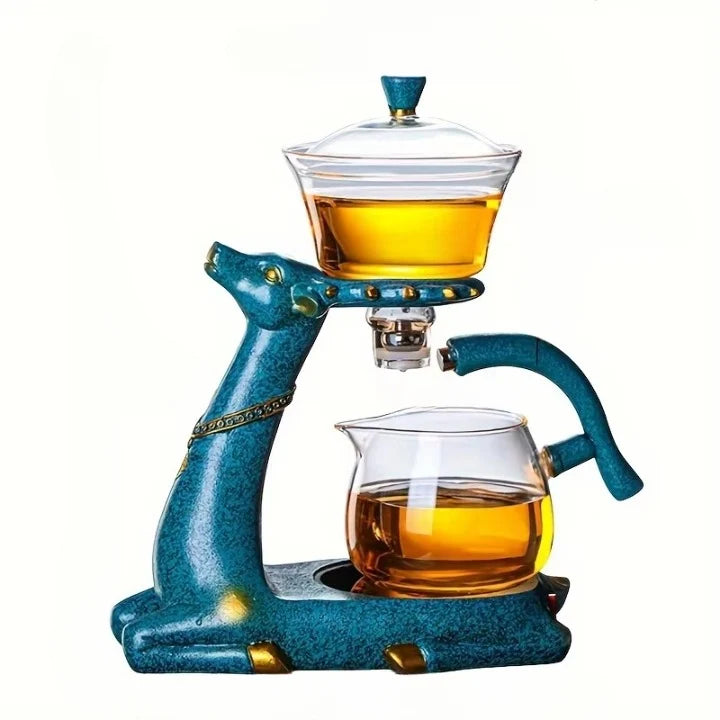 Tea Set Ceramic Animal Stand Heat-Resistant Glass Infuser