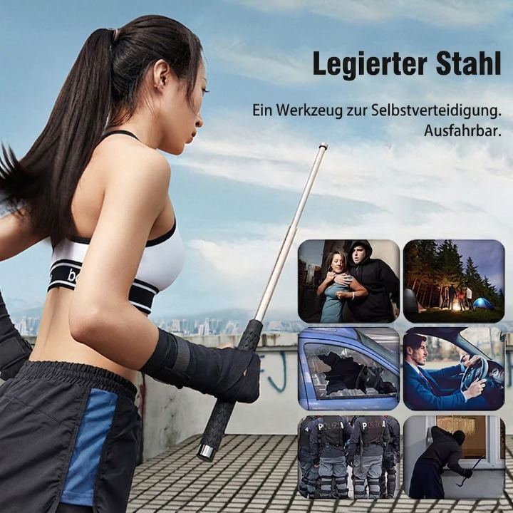 Telescopic Baton One-Button Auto-Extend Corrosion-Resistant Steel