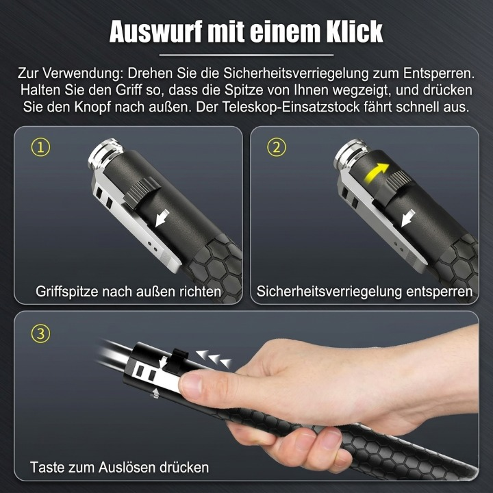Telescopic Baton One-Button Auto-Extend Corrosion-Resistant Steel