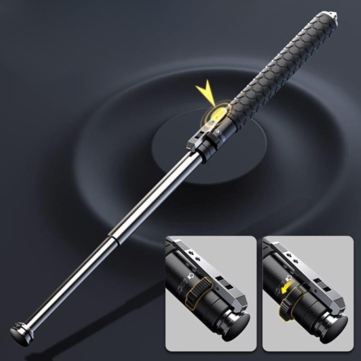 Telescopic Baton One-Button Auto-Extend Corrosion-Resistant Steel