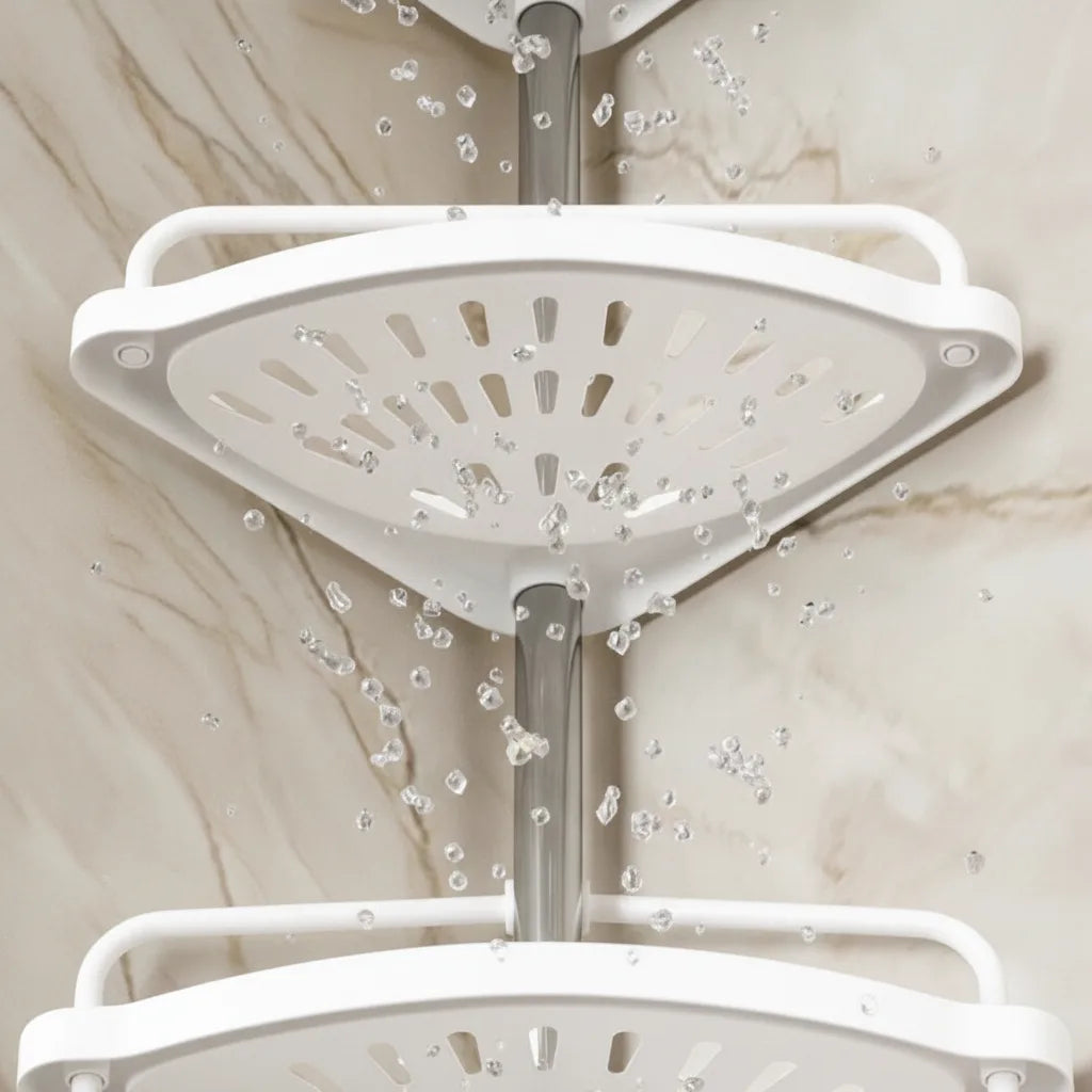 Telescopic Shower Shelf 4-Tier Adjustable No-Drill Stainless Steel