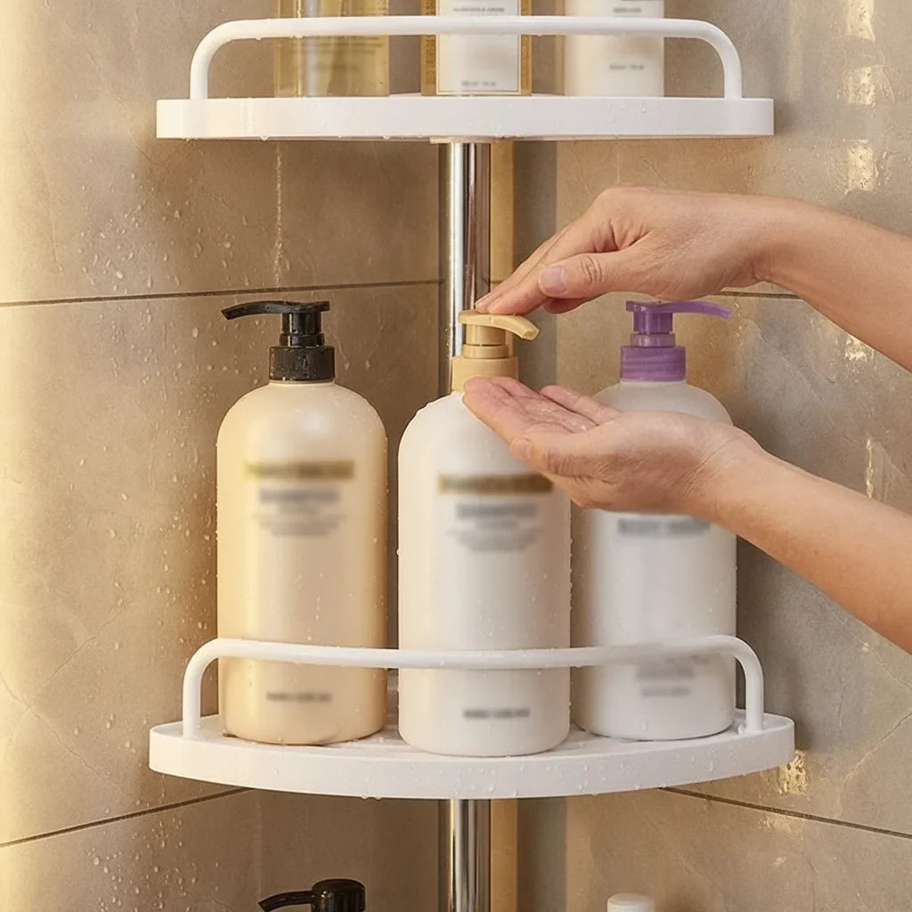 Telescopic Shower Shelf 4-Tier Adjustable No-Drill Stainless Steel