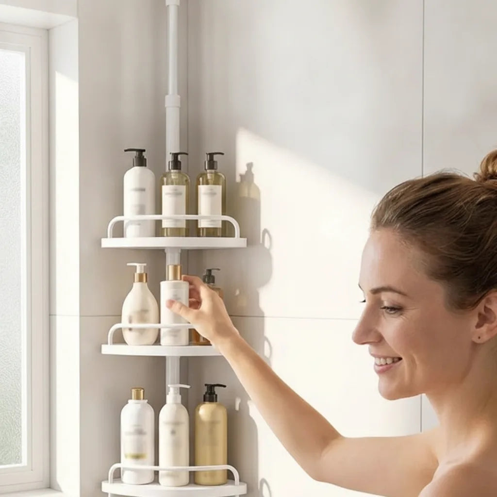 Telescopic Shower Shelf 4-Tier Adjustable No-Drill Stainless Steel