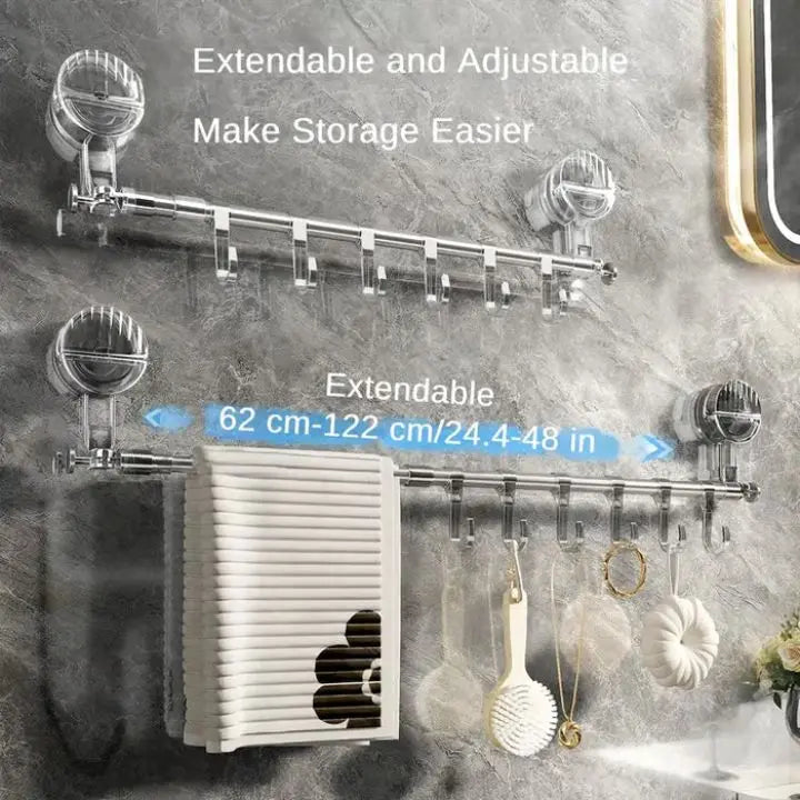 Telescopic Towel Rack Suction Cup Stainless Steel