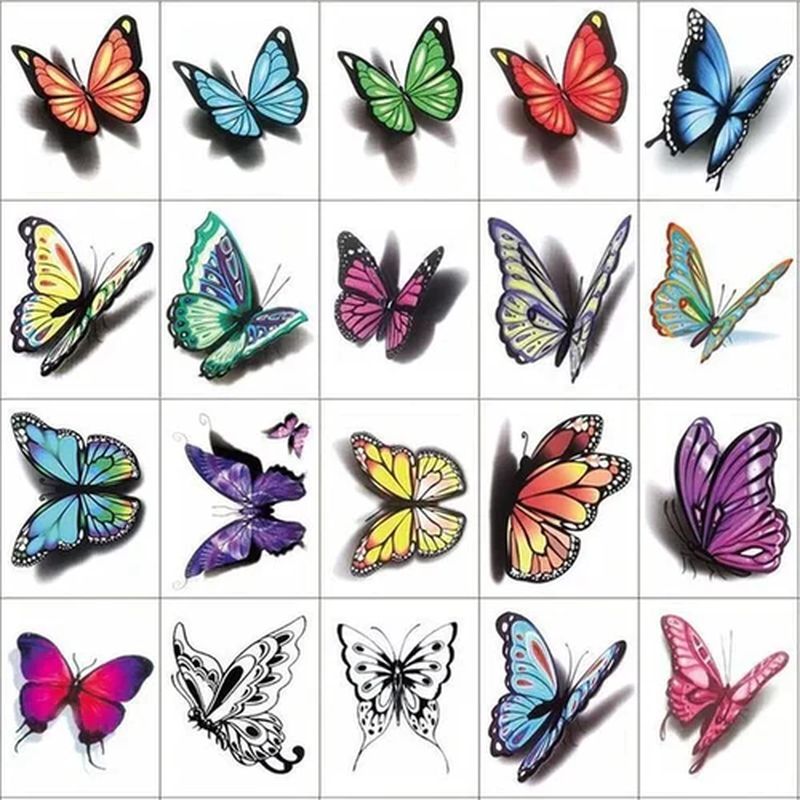 Temporary Tattoos Realistic 3D Waterproof Set of 50