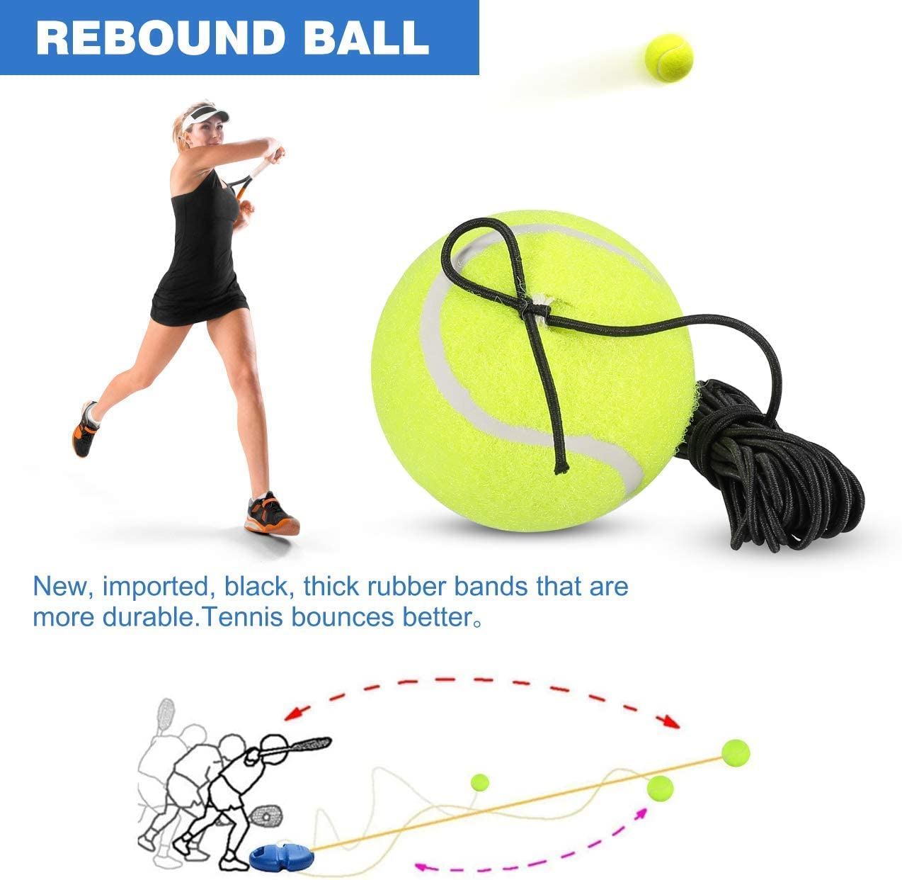 Tennis Rebound Trainer Self-Returning Ball Anti-Slip Base