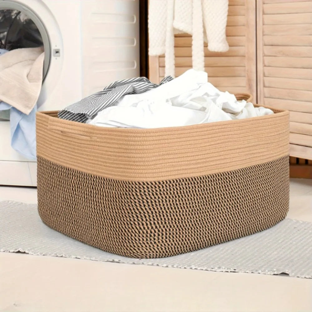 Textile Storage Basket 45L Machine Washable & Reinforced Handles