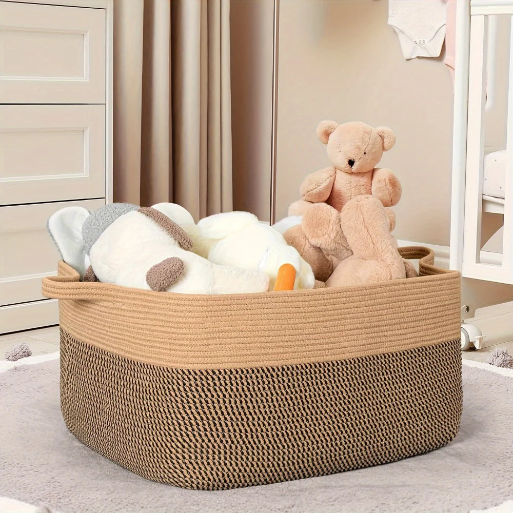 Textile Storage Basket 45L Machine Washable & Reinforced Handles
