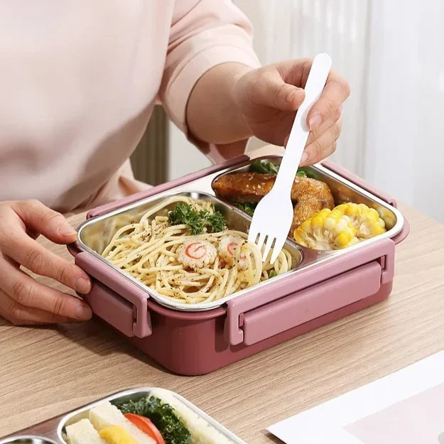 Thermal Food Container Insulated Stainless Steel Compartments Leak-Proof Closure