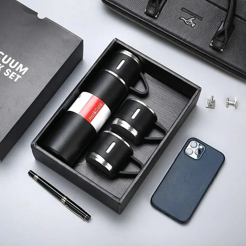 Thermos Bottle Set Vacuum Insulated Stainless Steel Stackable Cups