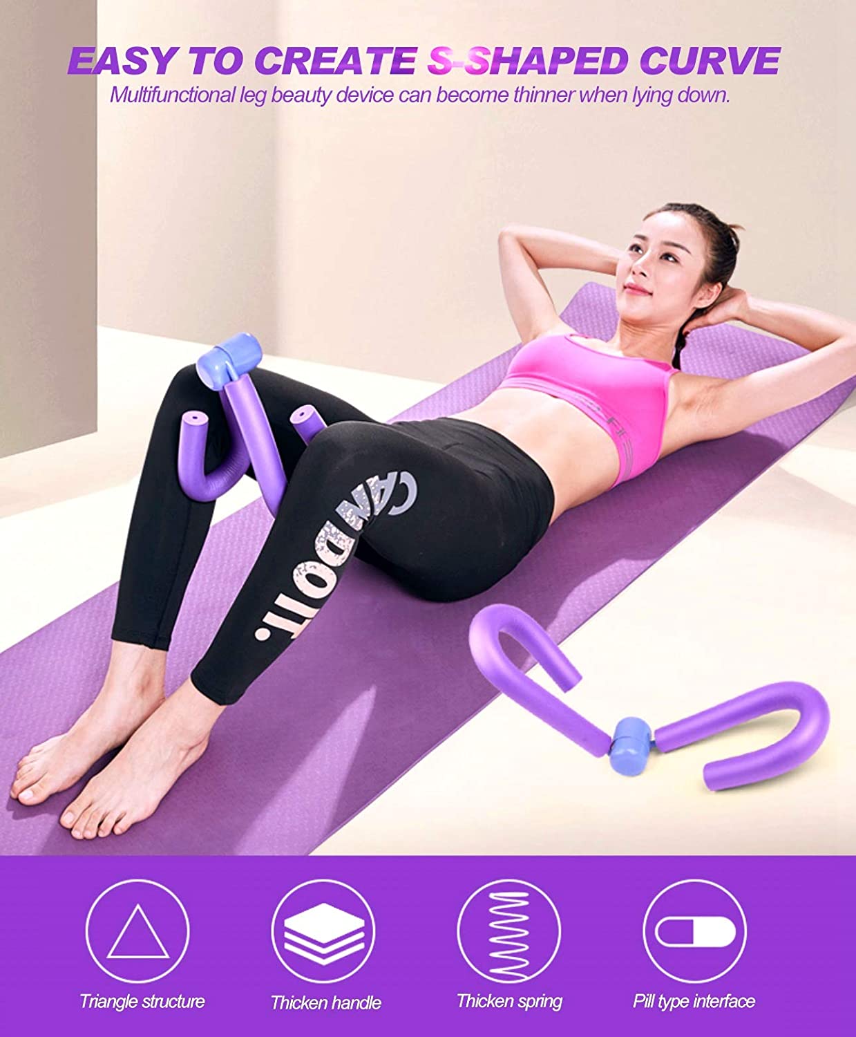 Thigh Trainer Sweat-Absorbent Foam Handles Refined Steel Spring