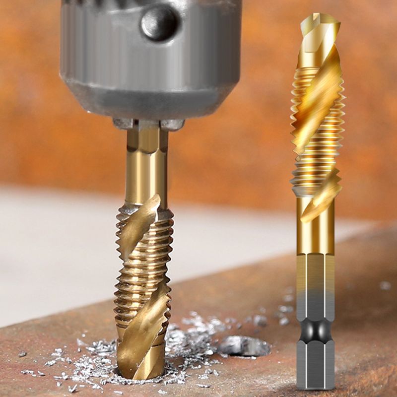 Thread Tap Set 6-Piece Titanium-Coated HSS 3-In-1