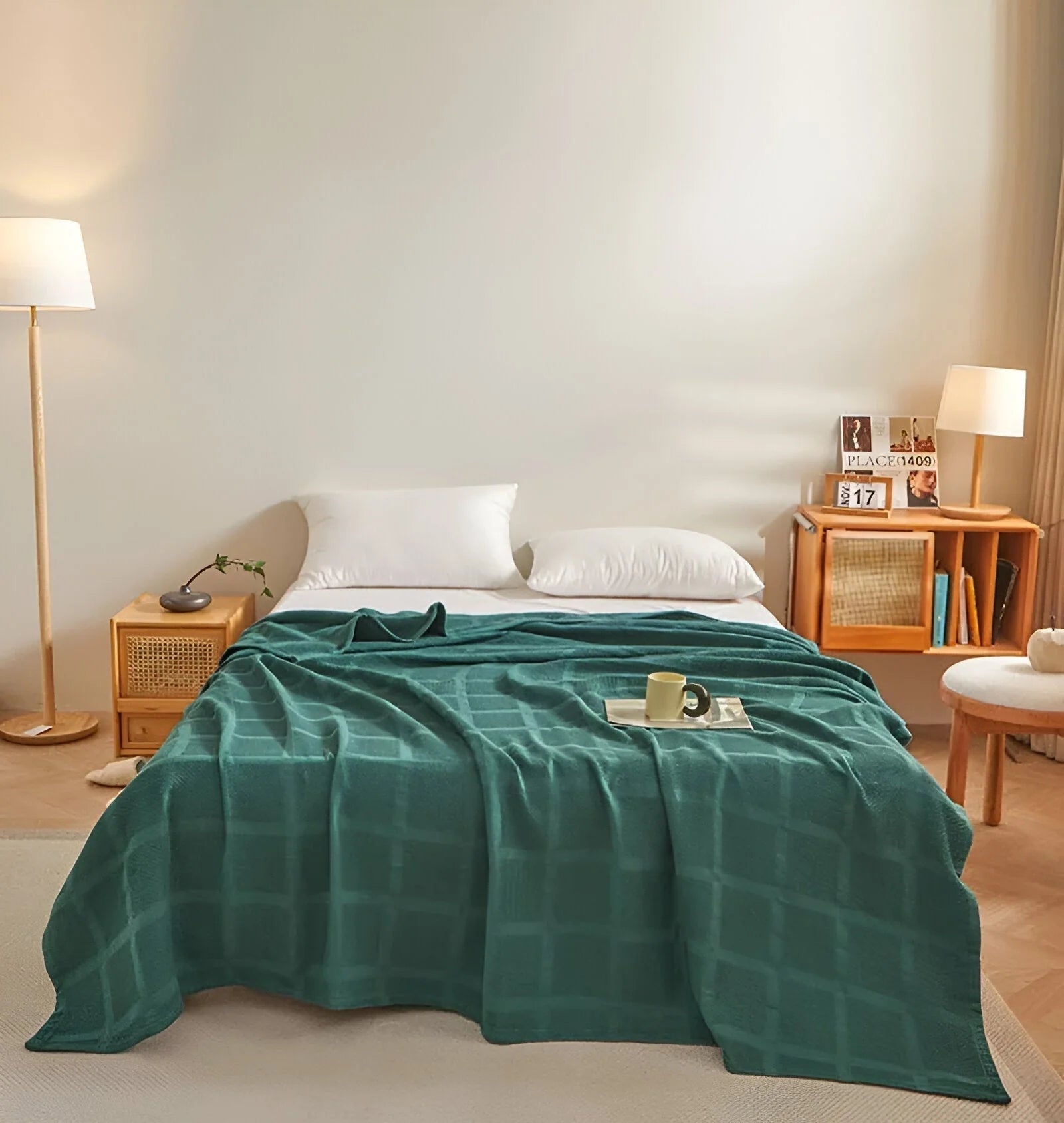 Throw Blanket 100% Cotton Waffle Breathable & Hypoallergenic